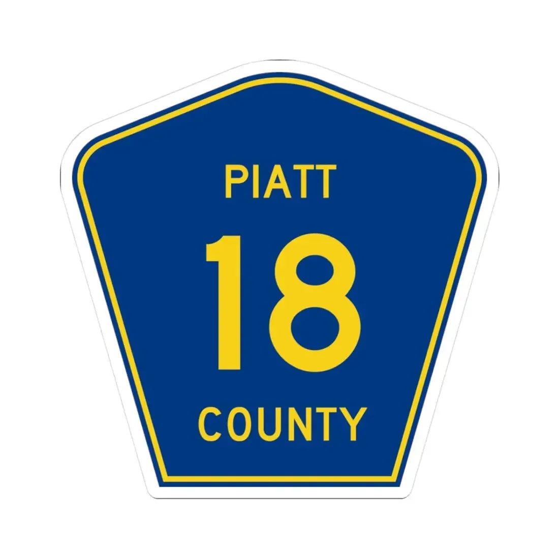 Piatt County 18 (Illinois) (Road Sign) STICKER Vinyl Kiss-Cut Decal 3 Inch White - The Sticker Space