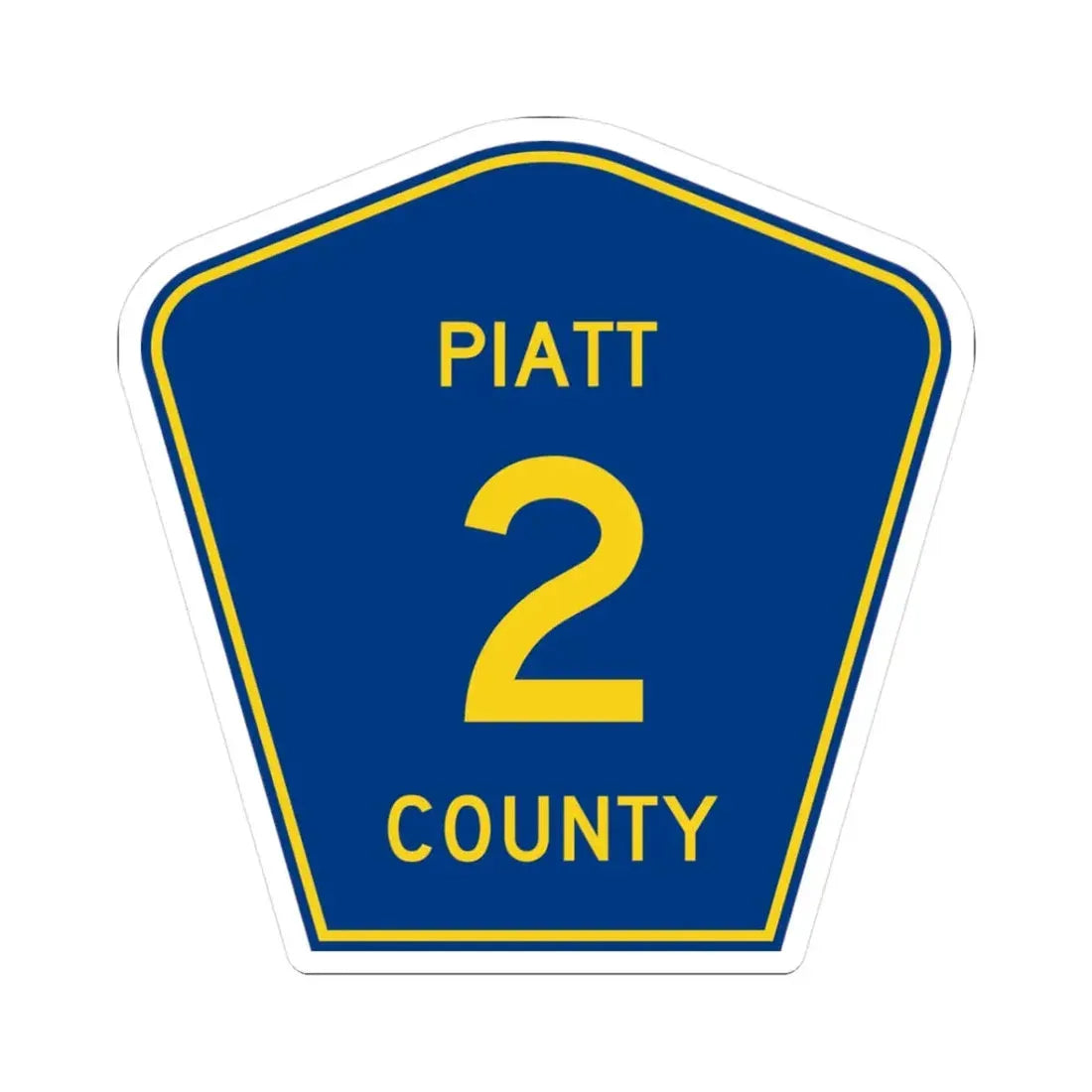 Piatt County 2 (Illinois) (Road Sign) STICKER Vinyl Kiss-Cut Decal 3 Inch White - The Sticker Space