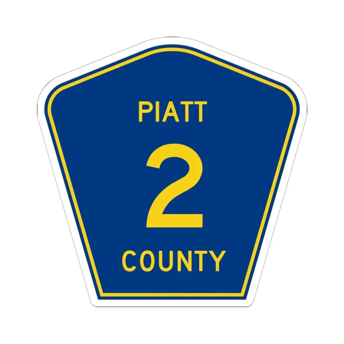 Piatt County 2 (Illinois) (Road Sign) STICKER Vinyl Kiss-Cut Decal 6 Inch White - The Sticker Space