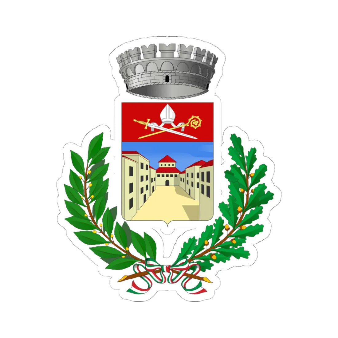 Piazza al Serchio-Stemma (Italy) (Coat of Arms) STICKER Vinyl Kiss-Cut Decal 6 Inch White - The Sticker Space
