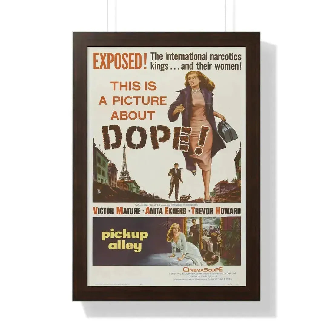 PICK UP ALLEY 1957 - Framed Movie Poster 16″ x 24″ Walnut - The Sticker Space