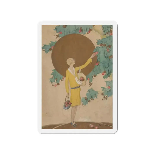 Picking Apples, Golden Book cover, August 1927 (Magazine Illustration) Refrigerator Magnet 2 Inch Die-Cut - The Sticker Space