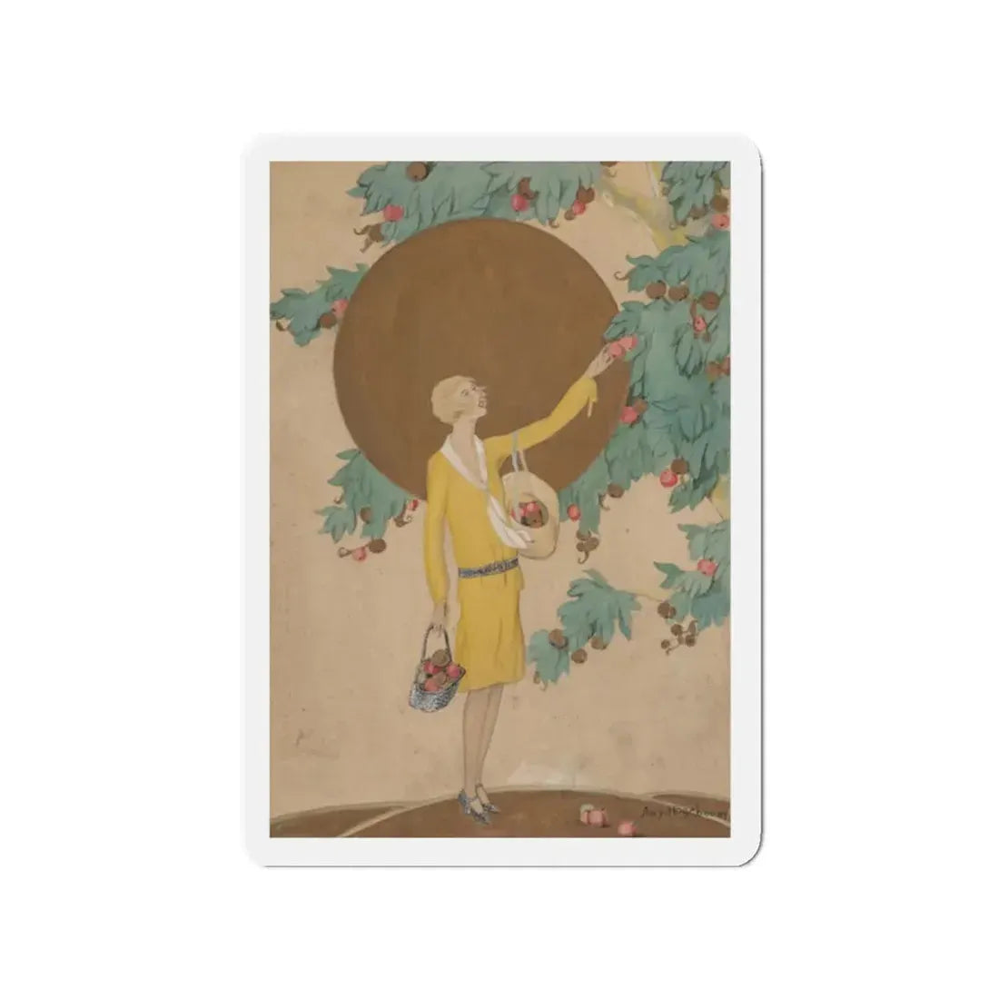 Picking Apples, Golden Book cover, August 1927 (Magazine Illustration) Refrigerator Magnet - The Sticker Space
