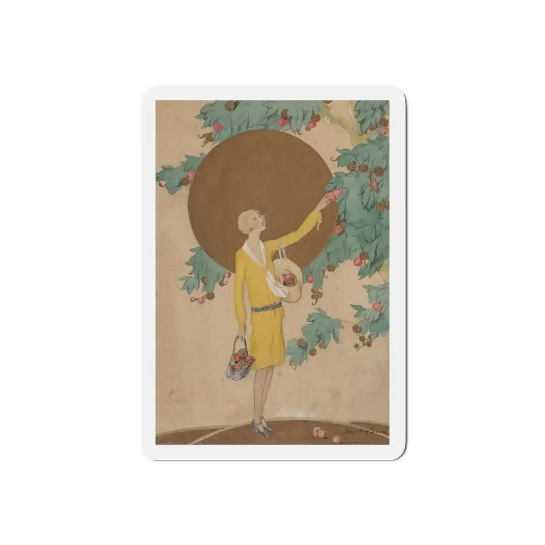 Picking Apples, Golden Book cover, August 1927 (Magazine Illustration) Refrigerator Magnet - The Sticker Space