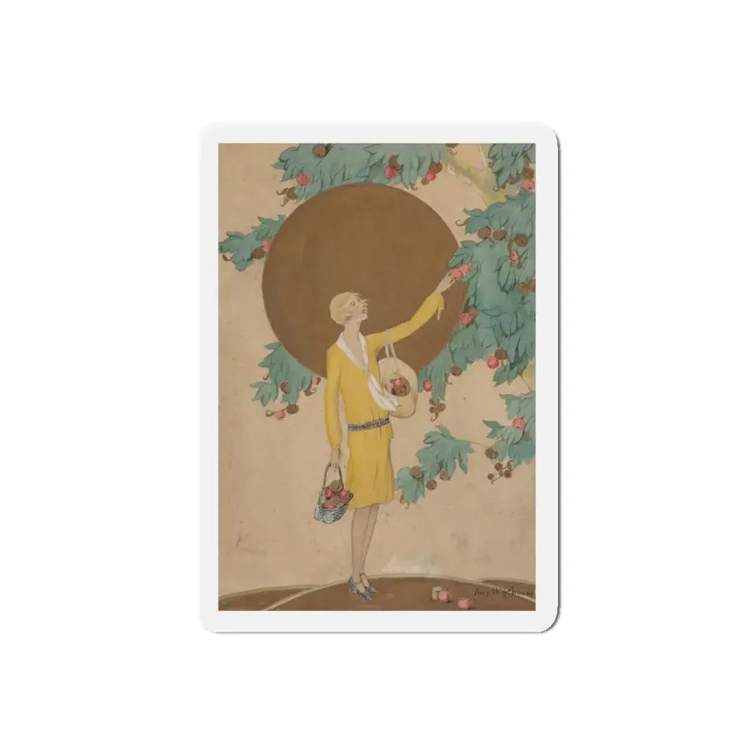 Picking Apples, Golden Book cover, August 1927 (Magazine Illustration) Refrigerator Magnet - The Sticker Space