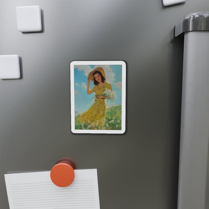 Picking Flowers (Magazine Illustration) Refrigerator Magnet-The Sticker Space