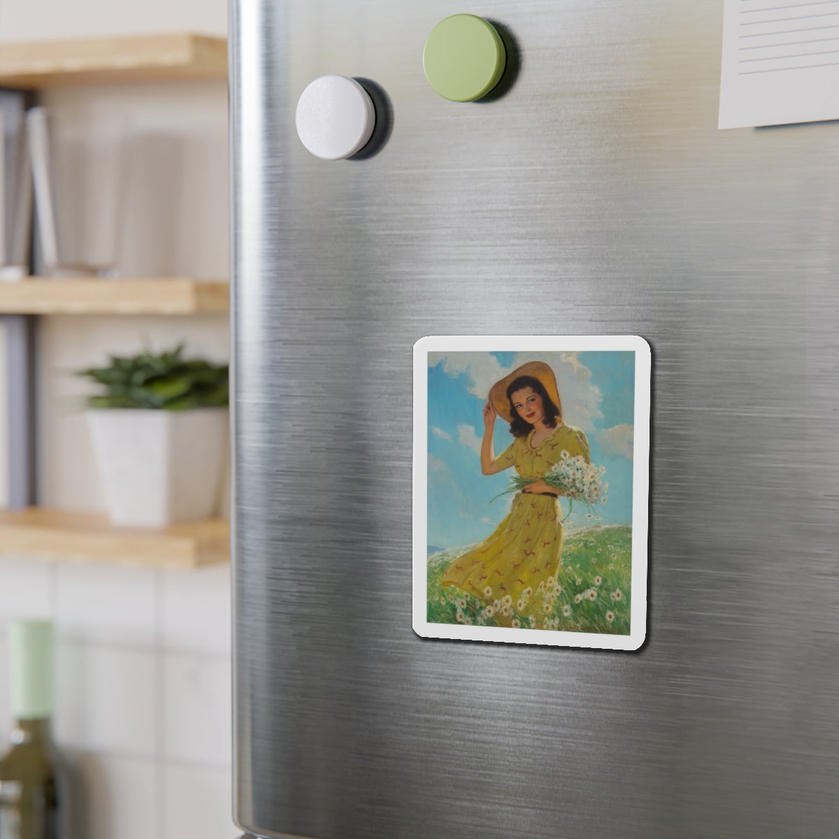 Picking Flowers (Magazine Illustration) Refrigerator Magnet-The Sticker Space