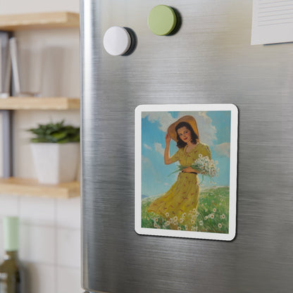 Picking Flowers (Magazine Illustration) Refrigerator Magnet-The Sticker Space