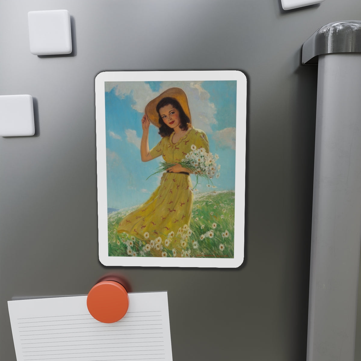 Picking Flowers (Magazine Illustration) Refrigerator Magnet-The Sticker Space