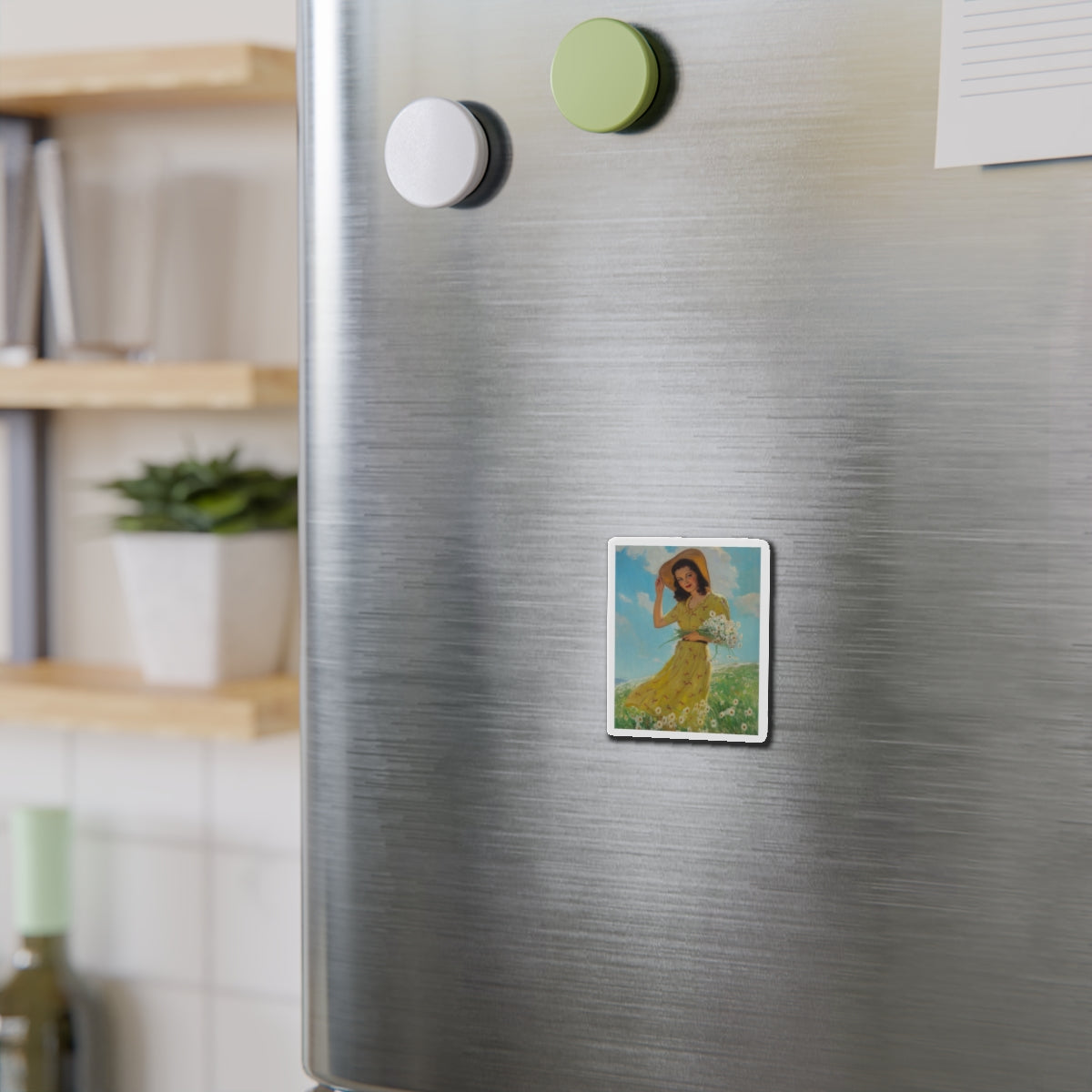 Picking Flowers (Magazine Illustration) Refrigerator Magnet-The Sticker Space