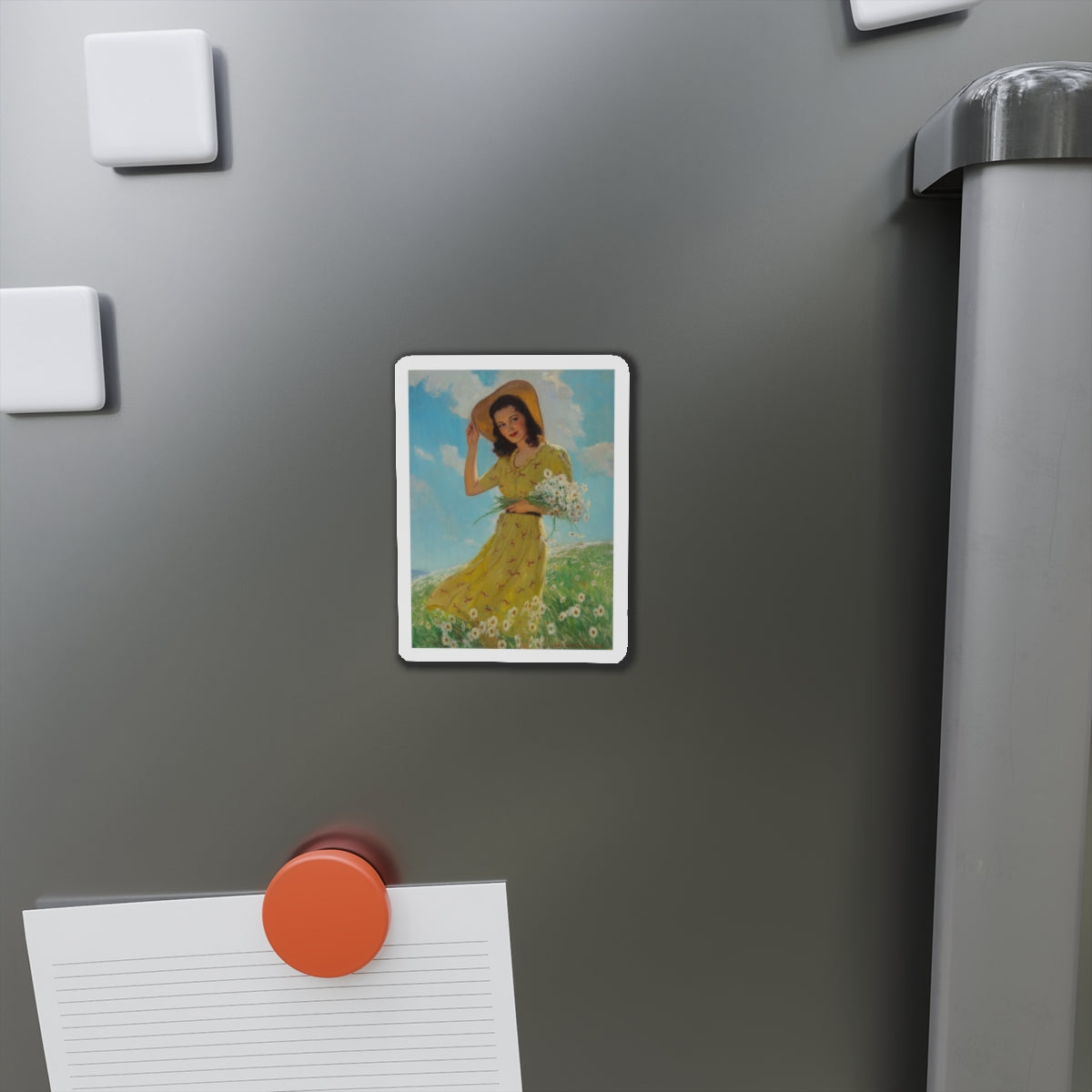 Picking Flowers (Magazine Illustration) Refrigerator Magnet-The Sticker Space