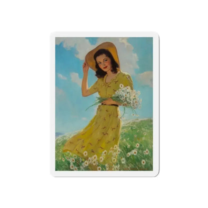 Picking Flowers (Magazine Illustration) Refrigerator Magnet - The Sticker Space