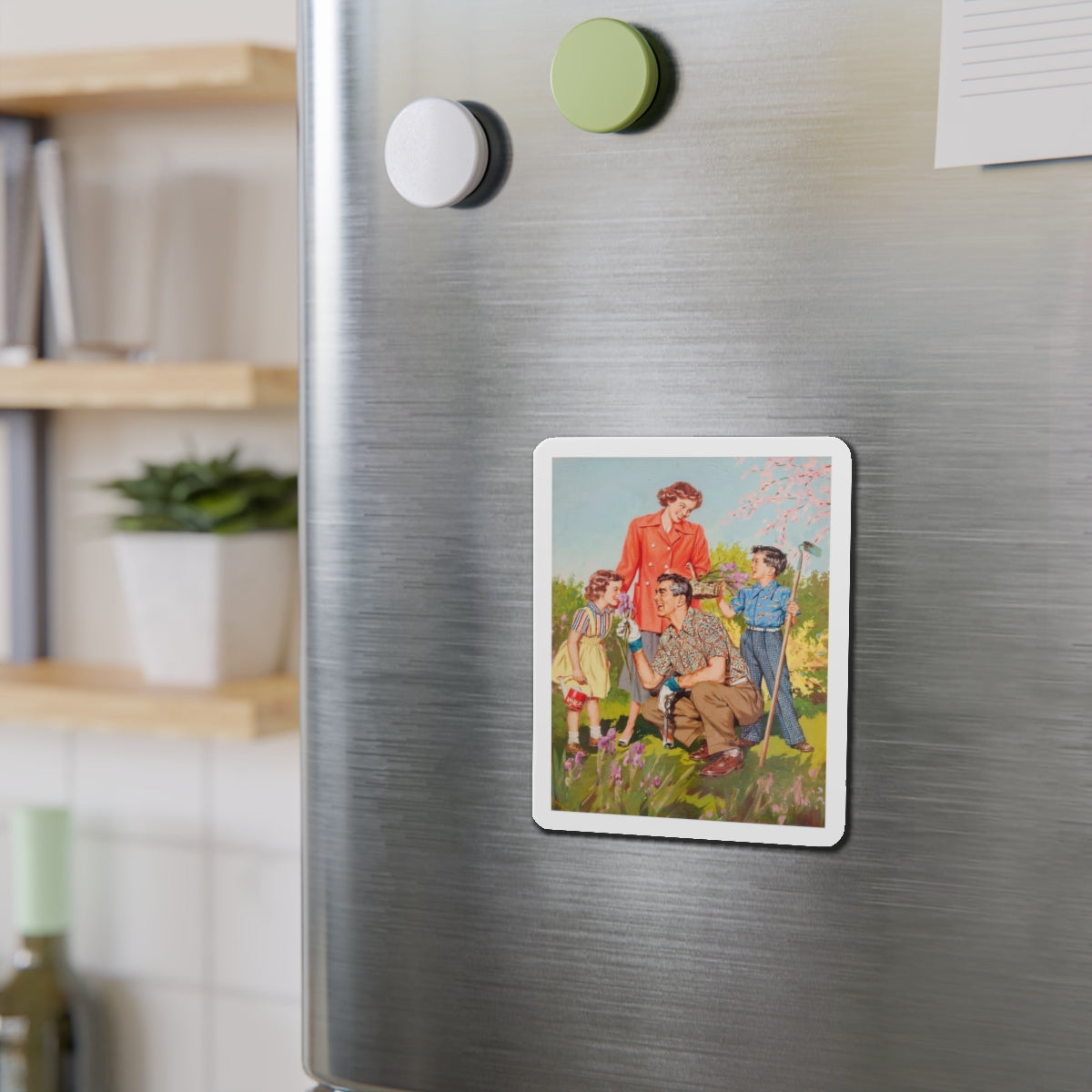 Picking Irises (Magazine Illustration) Refrigerator Magnet-The Sticker Space