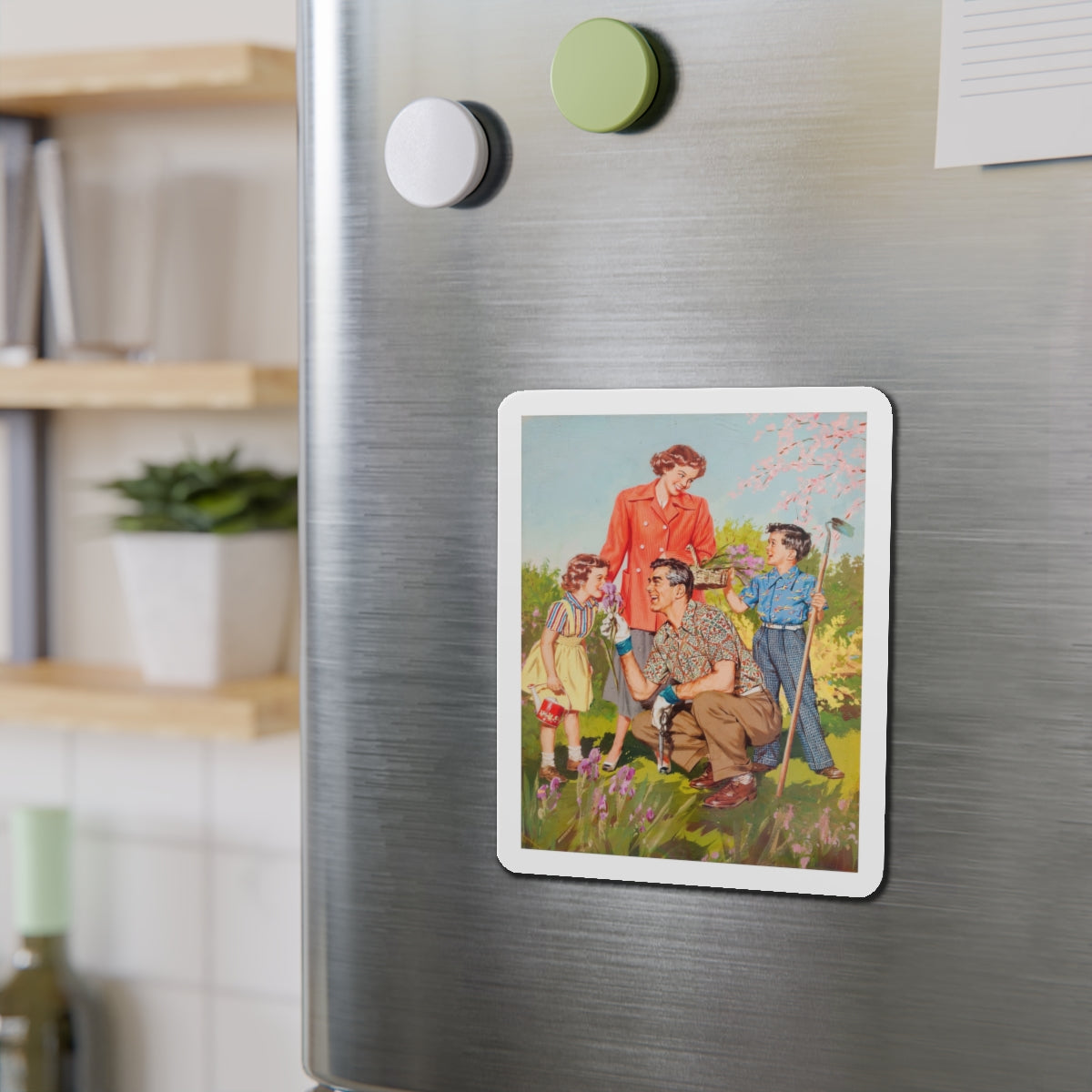 Picking Irises (Magazine Illustration) Refrigerator Magnet-The Sticker Space