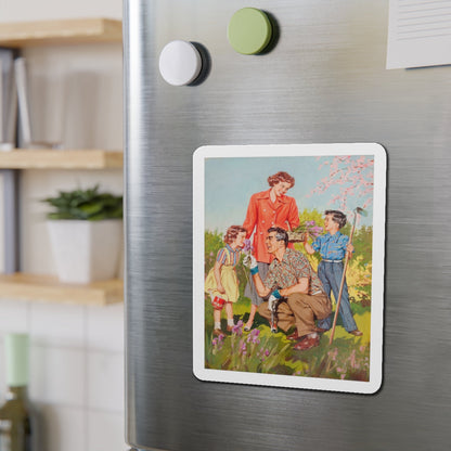 Picking Irises (Magazine Illustration) Refrigerator Magnet-The Sticker Space