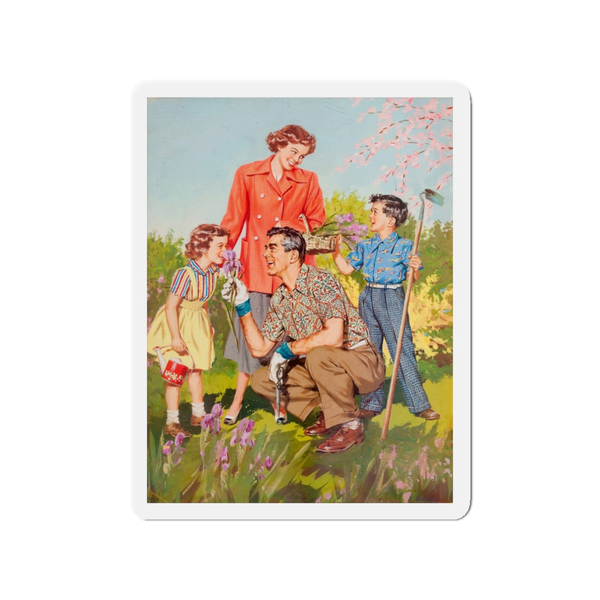 Picking Irises (Magazine Illustration) Refrigerator Magnet-3" x 3"-The Sticker Space