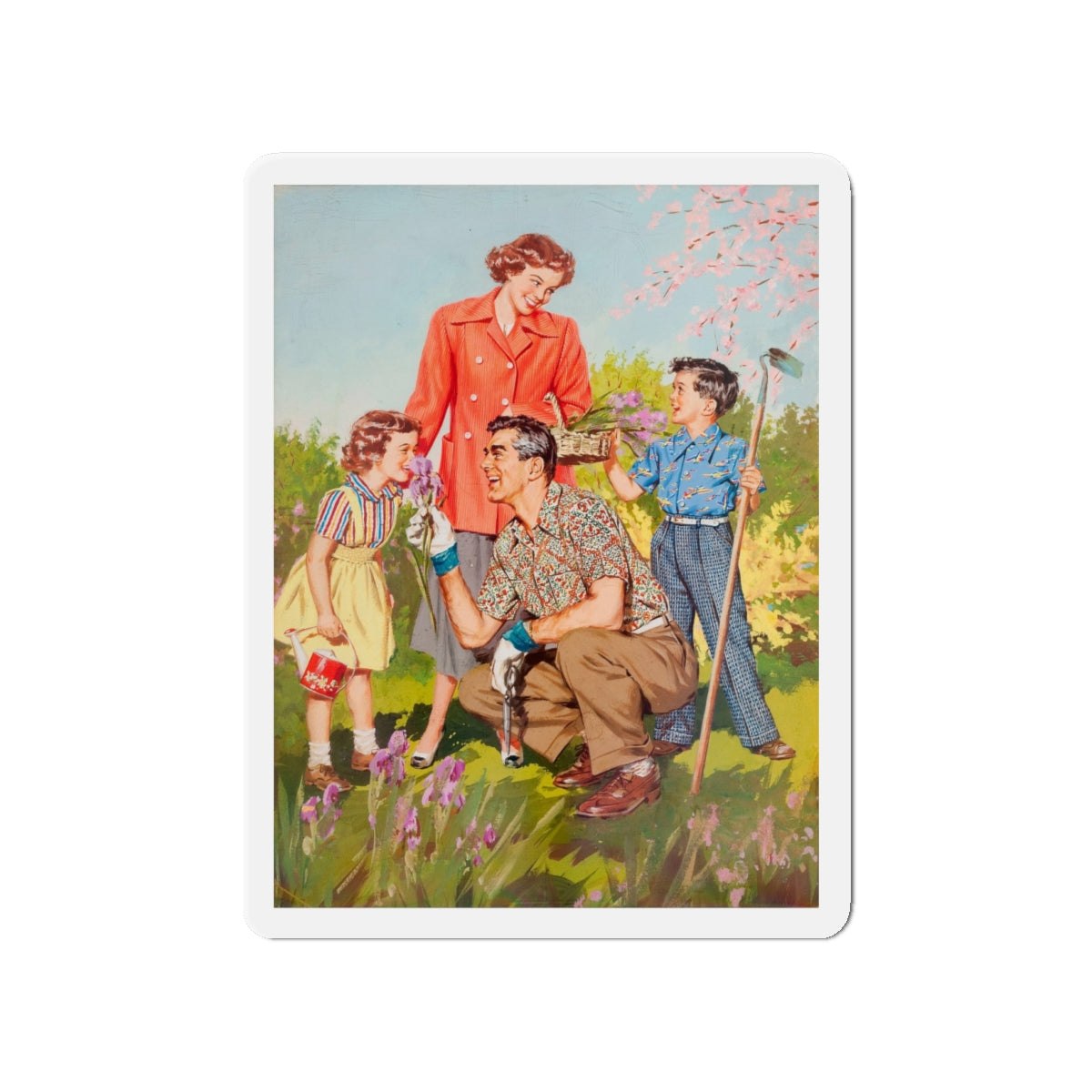 Picking Irises (Magazine Illustration) Refrigerator Magnet-4" x 4"-The Sticker Space