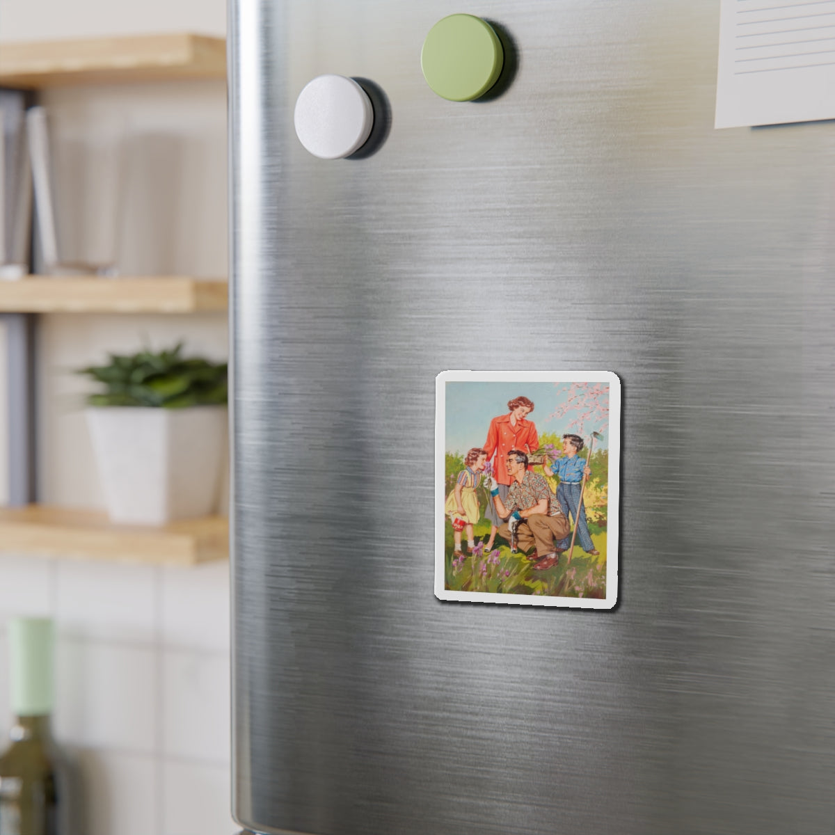 Picking Irises (Magazine Illustration) Refrigerator Magnet-The Sticker Space