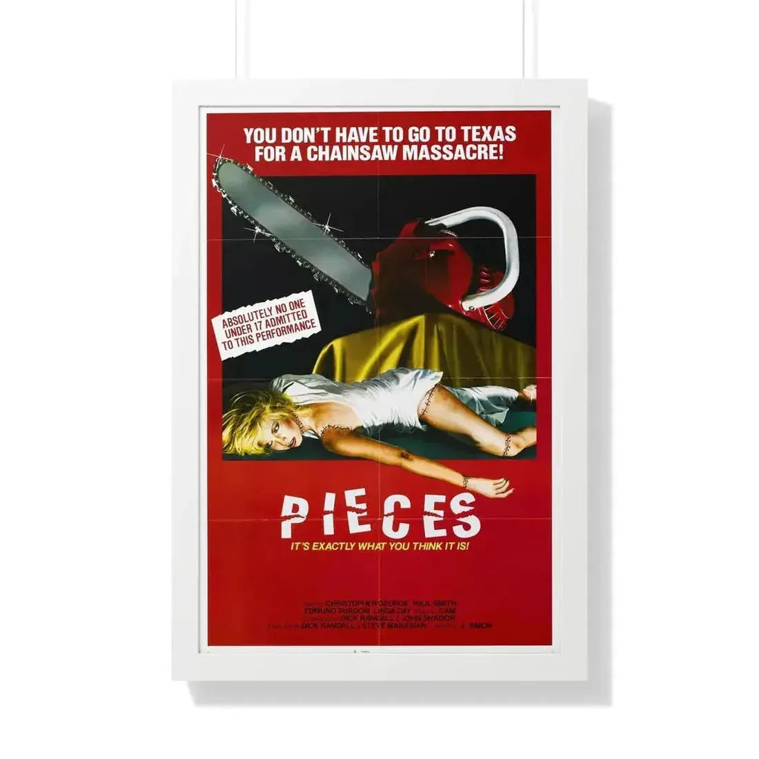 PIECES (2) 1982 - Framed Movie Poster 20" x 30" White - The Sticker Space