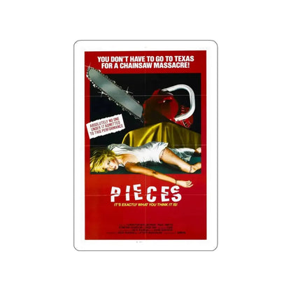 PIECES (2) 1982 Movie Poster STICKER Vinyl Die-Cut Decal 3 Inch - The Sticker Space