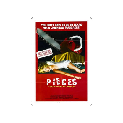PIECES (2) 1982 Movie Poster STICKER Vinyl Die-Cut Decal - The Sticker Space