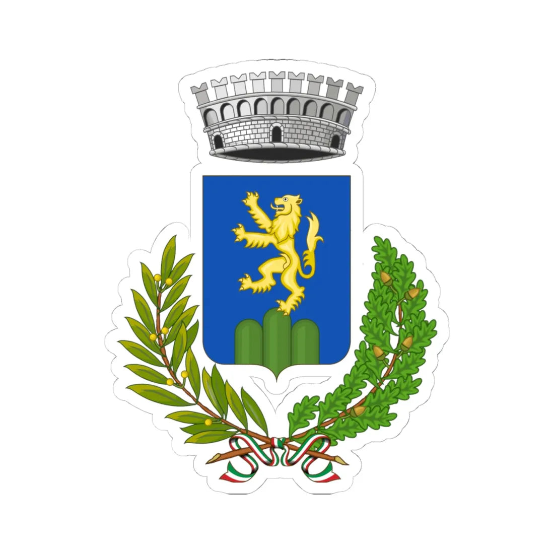 Pietraroja-Stemma (Italy) (Coat of Arms) STICKER Vinyl Kiss-Cut Decal 4 Inch White - The Sticker Space