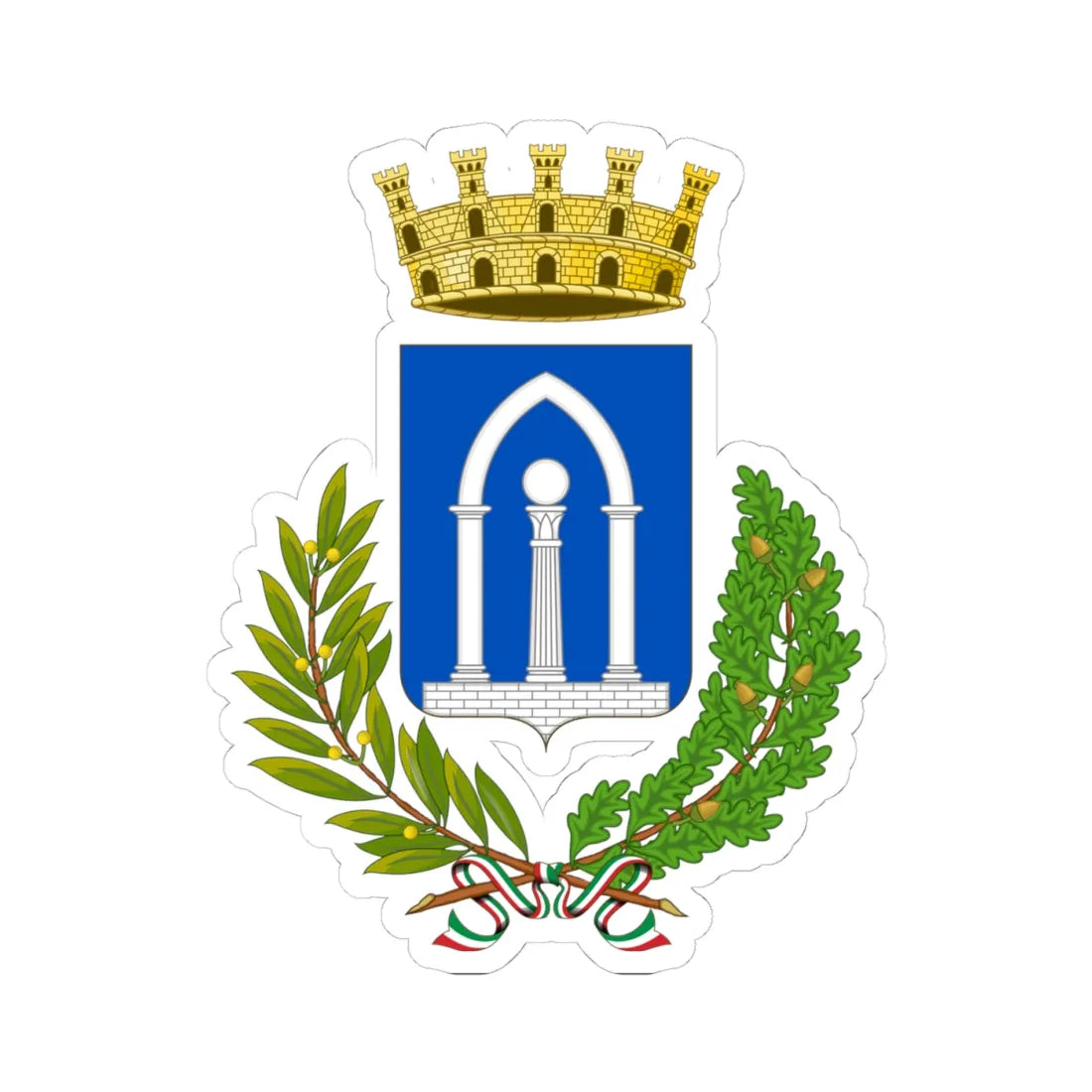 Pietrasanta-Stemma (Italy) (Coat of Arms) STICKER Vinyl Kiss-Cut Decal 4 Inch White - The Sticker Space