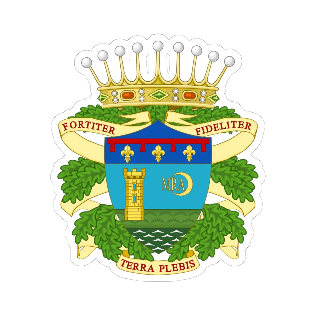 Pieve di Cento-Stemma (Italy) (Coat of Arms) STICKER Vinyl Kiss-Cut Decal 4 Inch White - The Sticker Space