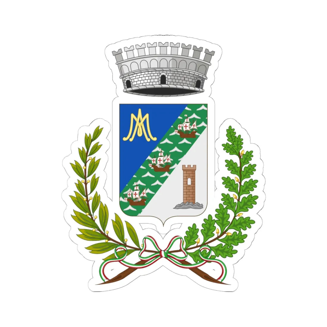 Pieve Ligure-Stemma (Italy) (Coat of Arms) STICKER Vinyl Kiss-Cut Decal 6 Inch White - The Sticker Space