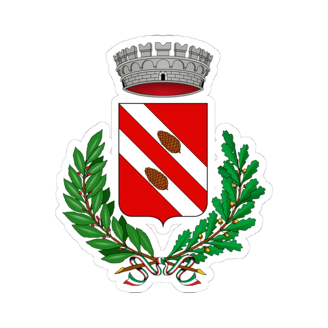 Pigna-Stemma (Italy) (Coat of Arms) STICKER Vinyl Kiss-Cut Decal 4 Inch White - The Sticker Space