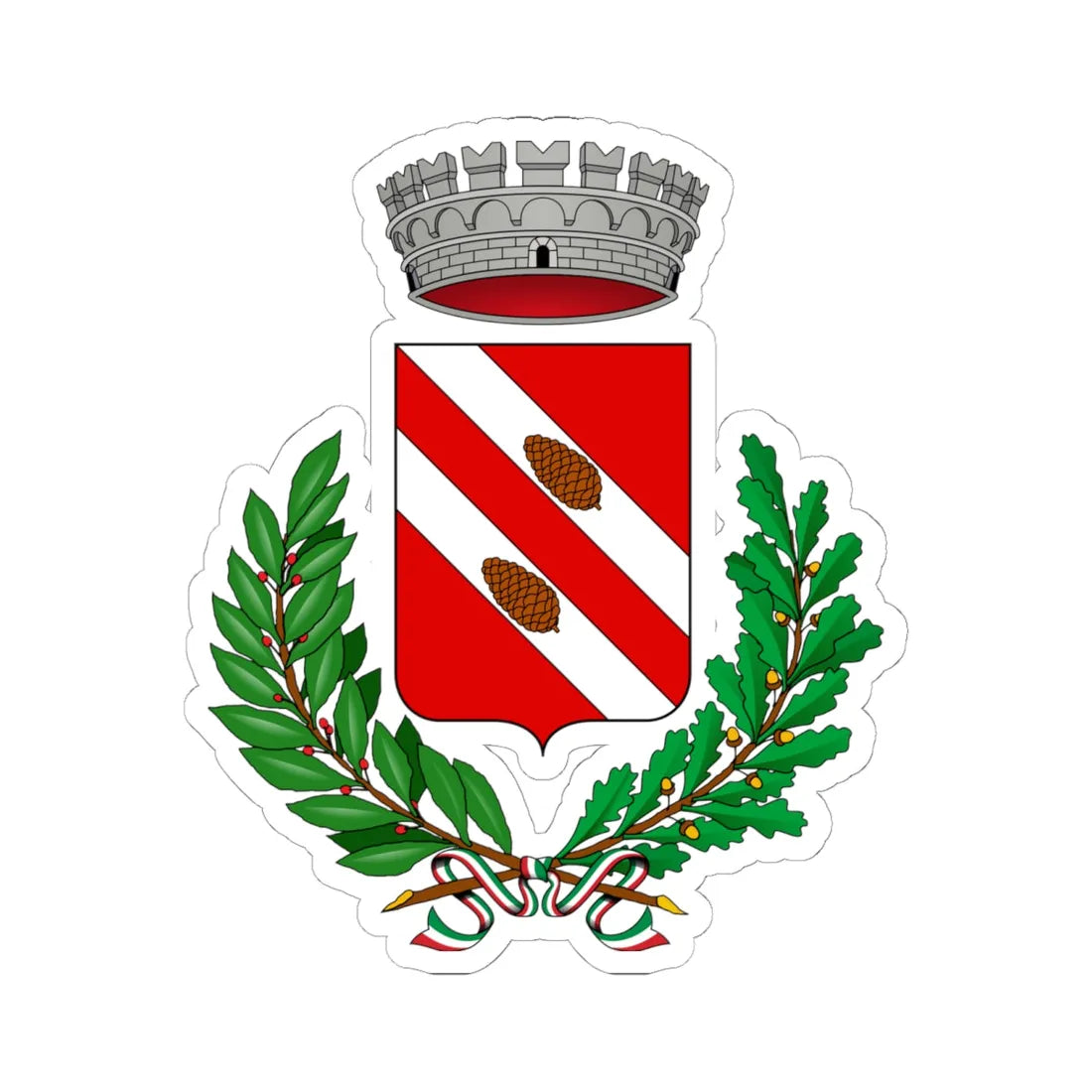 Pigna-Stemma (Italy) (Coat of Arms) STICKER Vinyl Kiss-Cut Decal 6 Inch White - The Sticker Space