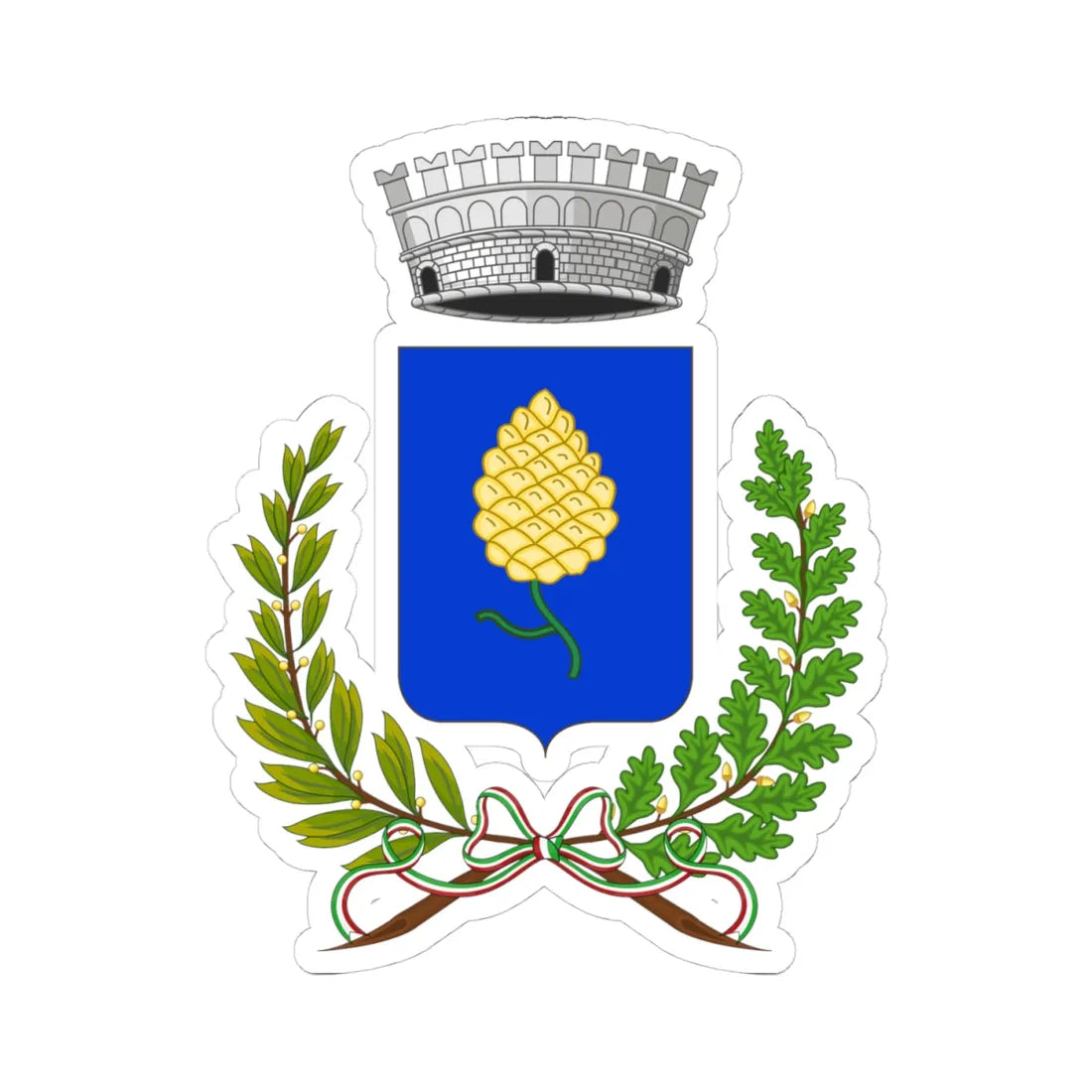 Pignone Italia-Stemma 2 (Italy) (Coat of Arms) STICKER Vinyl Kiss-Cut Decal 4 Inch White - The Sticker Space