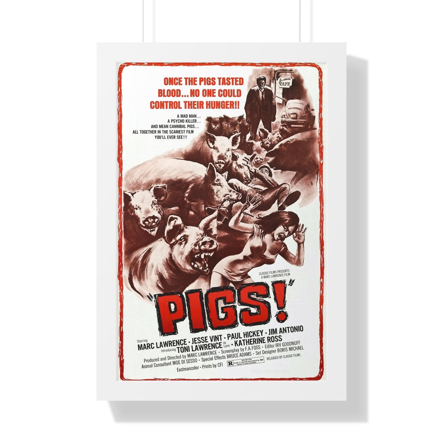 PIGS! 1973 - Framed Movie Poster-16″ x 24″-The Sticker Space