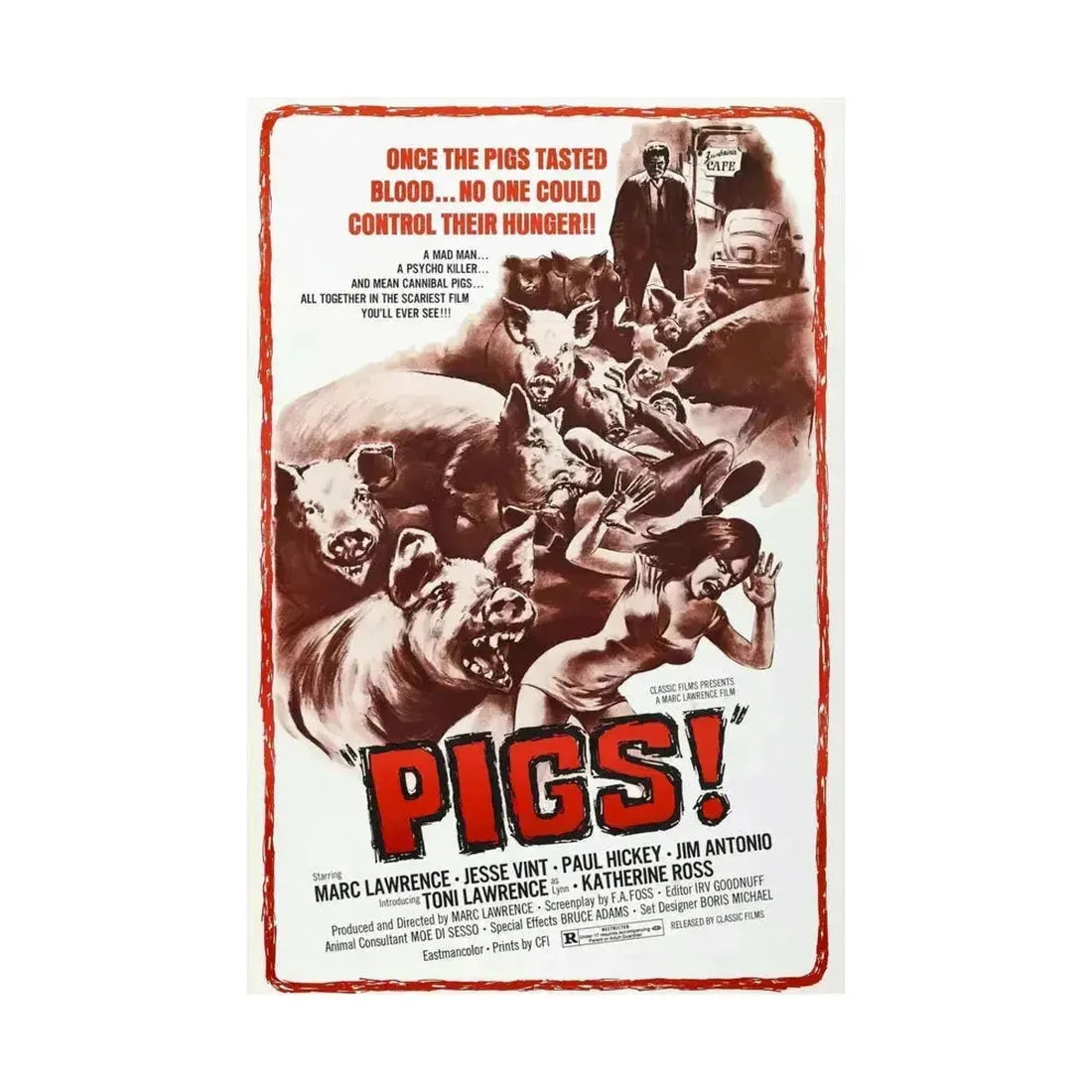 PIGS! 1973 - Paper Movie Poster - The Sticker Space