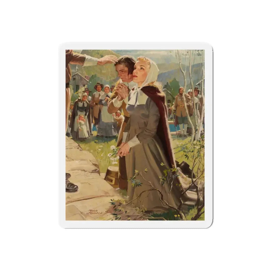 Pilgrim Wedding (Magazine Illustration) Refrigerator Magnet - The Sticker Space