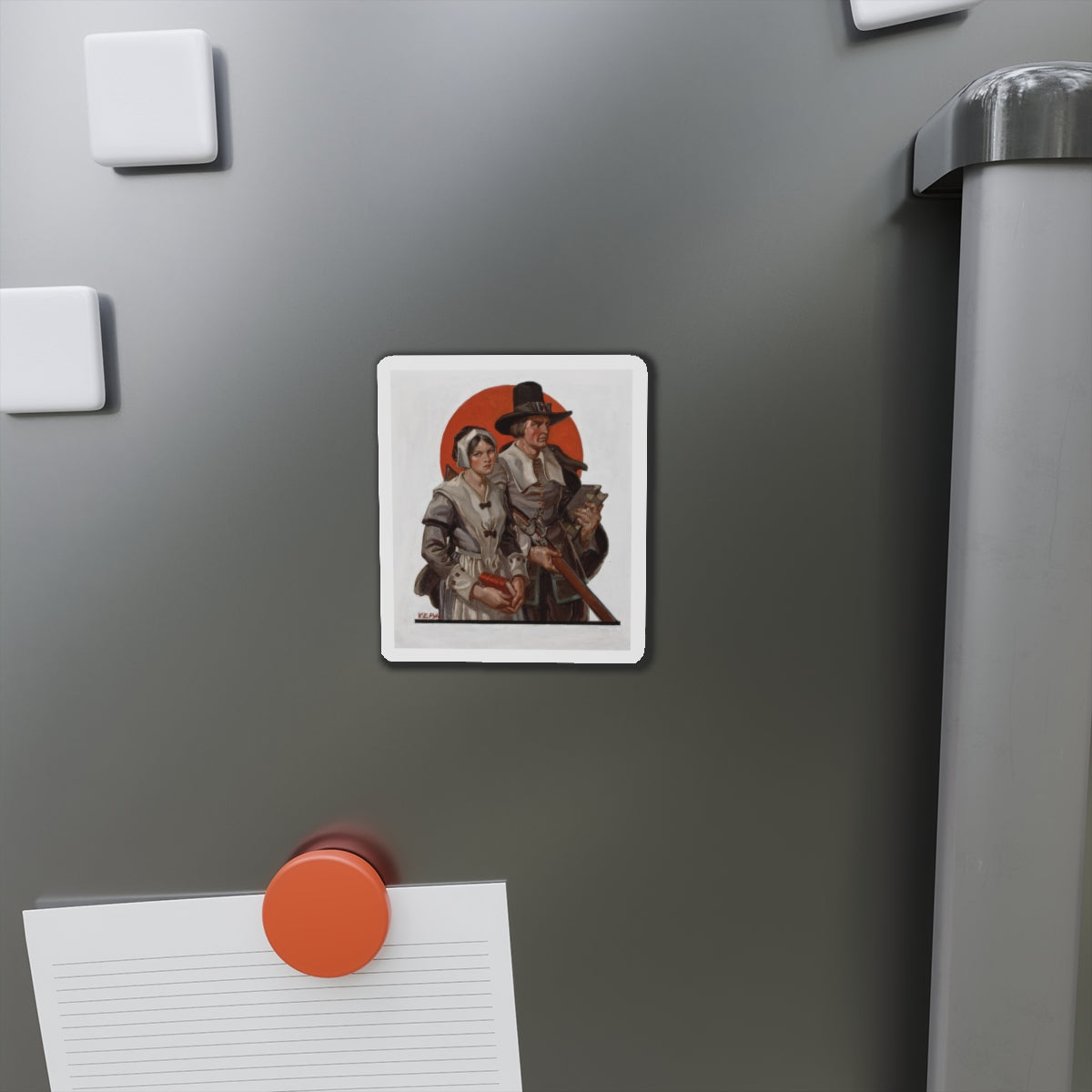 Pilgrims, The Saturday Evening Post cover illustration (Magazine Illustration) Refrigerator Magnet-The Sticker Space