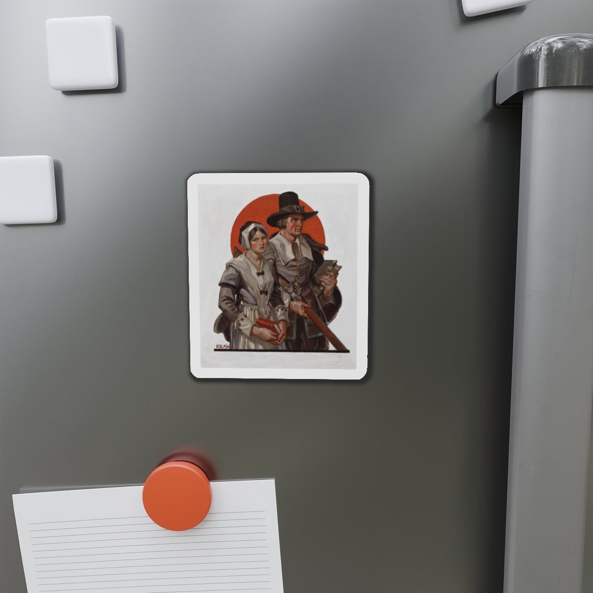 Pilgrims, The Saturday Evening Post cover illustration (Magazine Illustration) Refrigerator Magnet-The Sticker Space