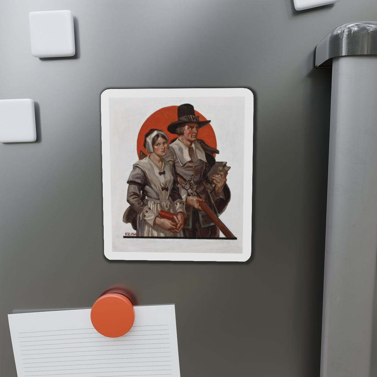 Pilgrims, The Saturday Evening Post cover illustration (Magazine Illustration) Refrigerator Magnet-The Sticker Space