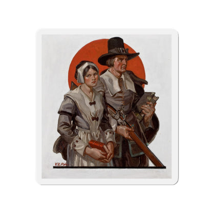 Pilgrims, The Saturday Evening Post cover illustration (Magazine Illustration) Refrigerator Magnet-2" x 2"-The Sticker Space