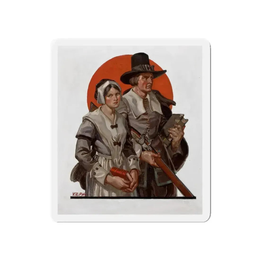 Pilgrims, The Saturday Evening Post cover illustration (Magazine Illustration) Refrigerator Magnet 5 Inch Die-Cut - The Sticker Space