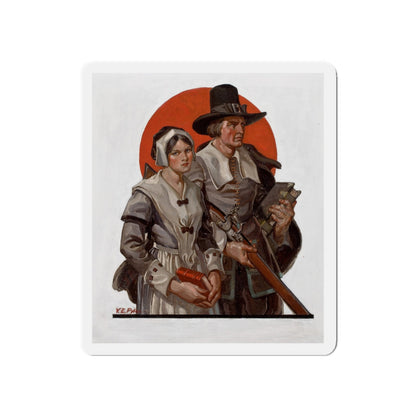 Pilgrims, The Saturday Evening Post cover illustration (Magazine Illustration) Refrigerator Magnet-5" x 5"-The Sticker Space