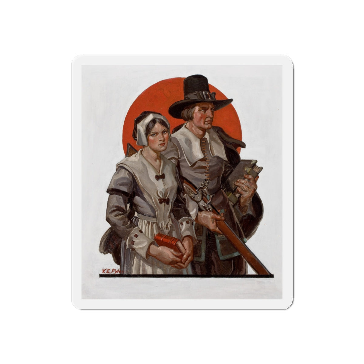 Pilgrims, The Saturday Evening Post cover illustration (Magazine Illustration) Refrigerator Magnet-6 × 6"-The Sticker Space