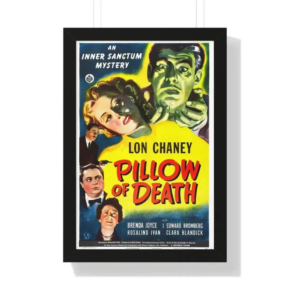 PILLOW OF DEATH 1945 - Framed Movie Poster 16″ x 24″ Black - The Sticker Space