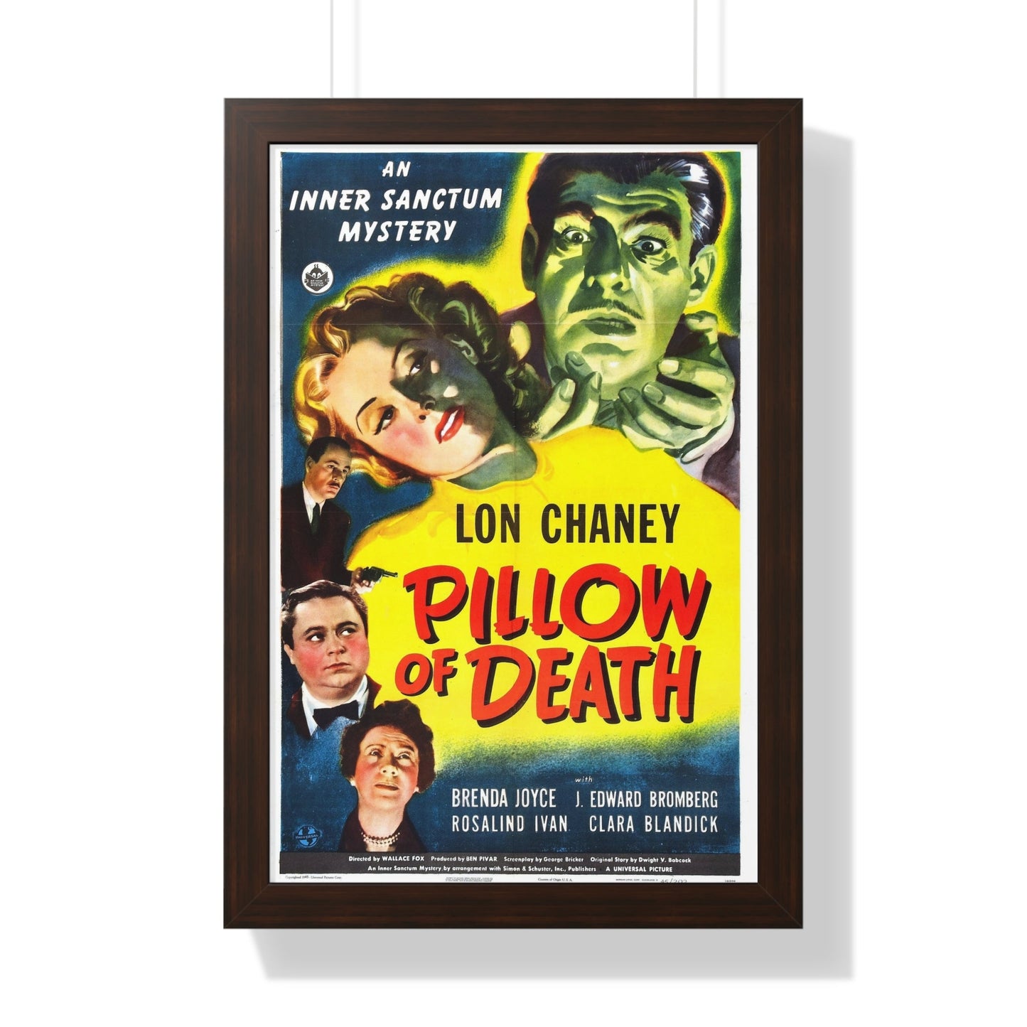 PILLOW OF DEATH 1945 - Framed Movie Poster-16″ x 24″-The Sticker Space