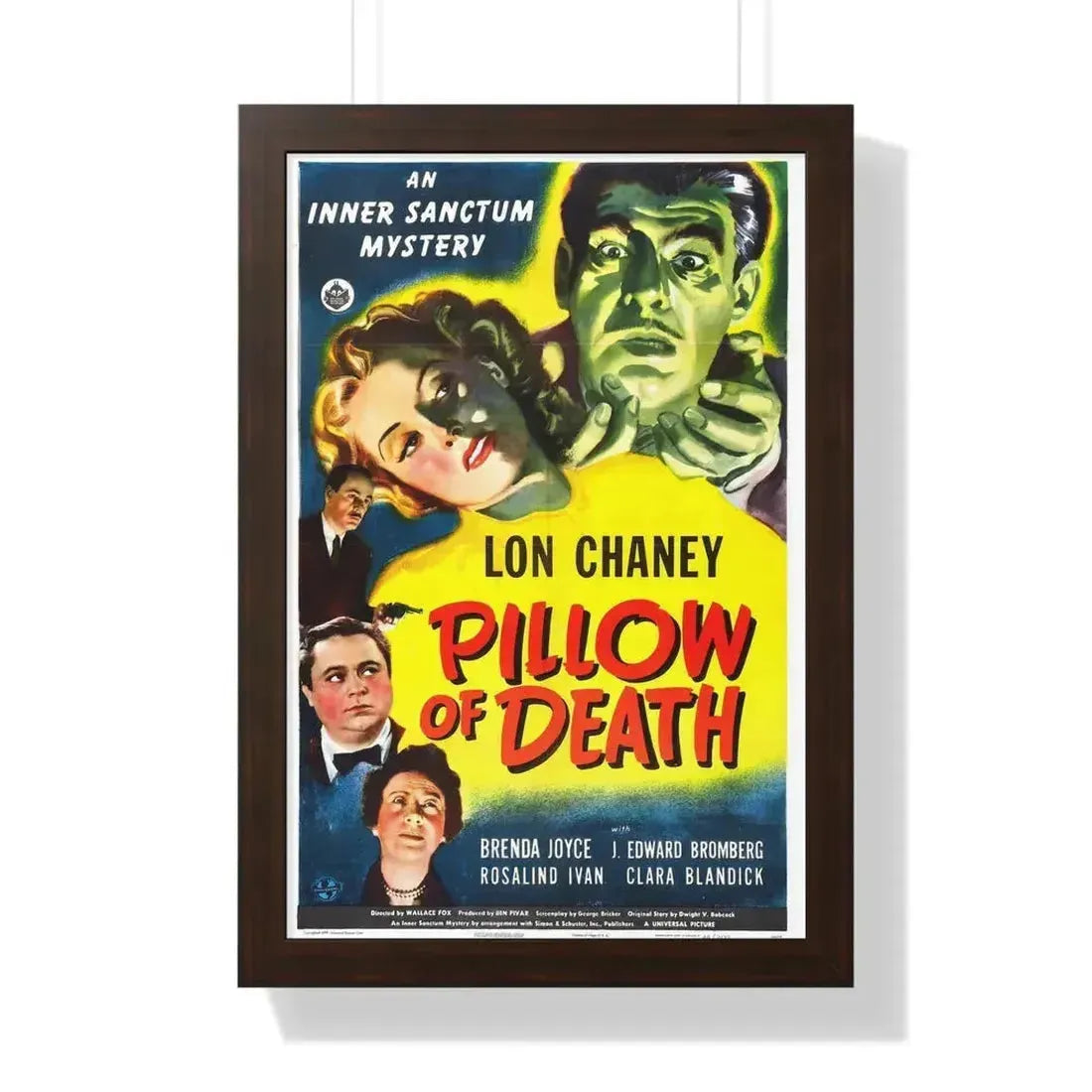 PILLOW OF DEATH 1945 - Framed Movie Poster 16″ x 24″ Walnut - The Sticker Space