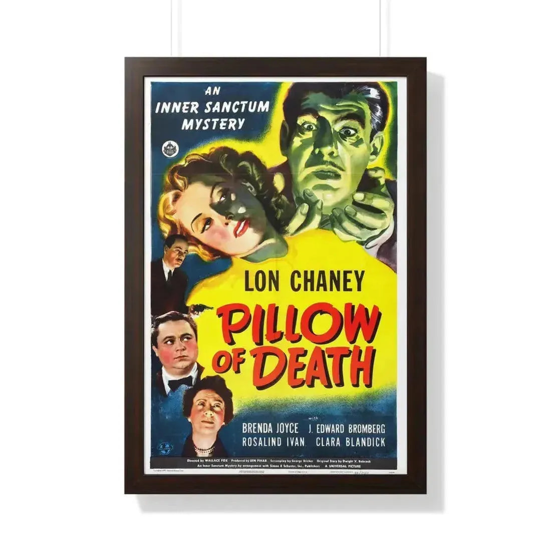 PILLOW OF DEATH 1945 - Framed Movie Poster 20" x 30" Walnut - The Sticker Space