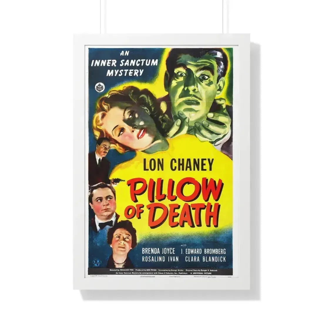 PILLOW OF DEATH 1945 - Framed Movie Poster 20" x 30" White - The Sticker Space