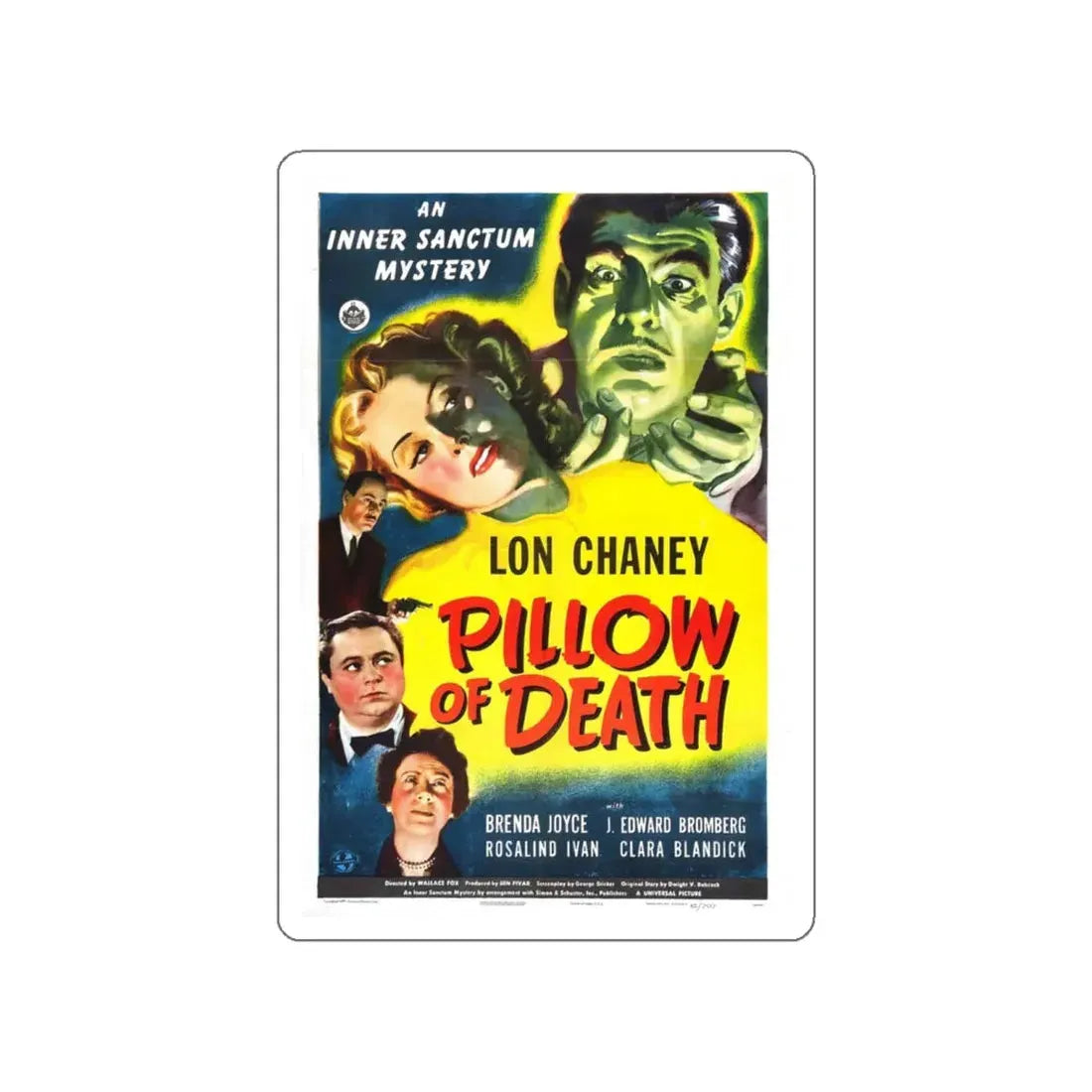 PILLOW OF DEATH 1945 Movie Poster STICKER Vinyl Die-Cut Decal - The Sticker Space