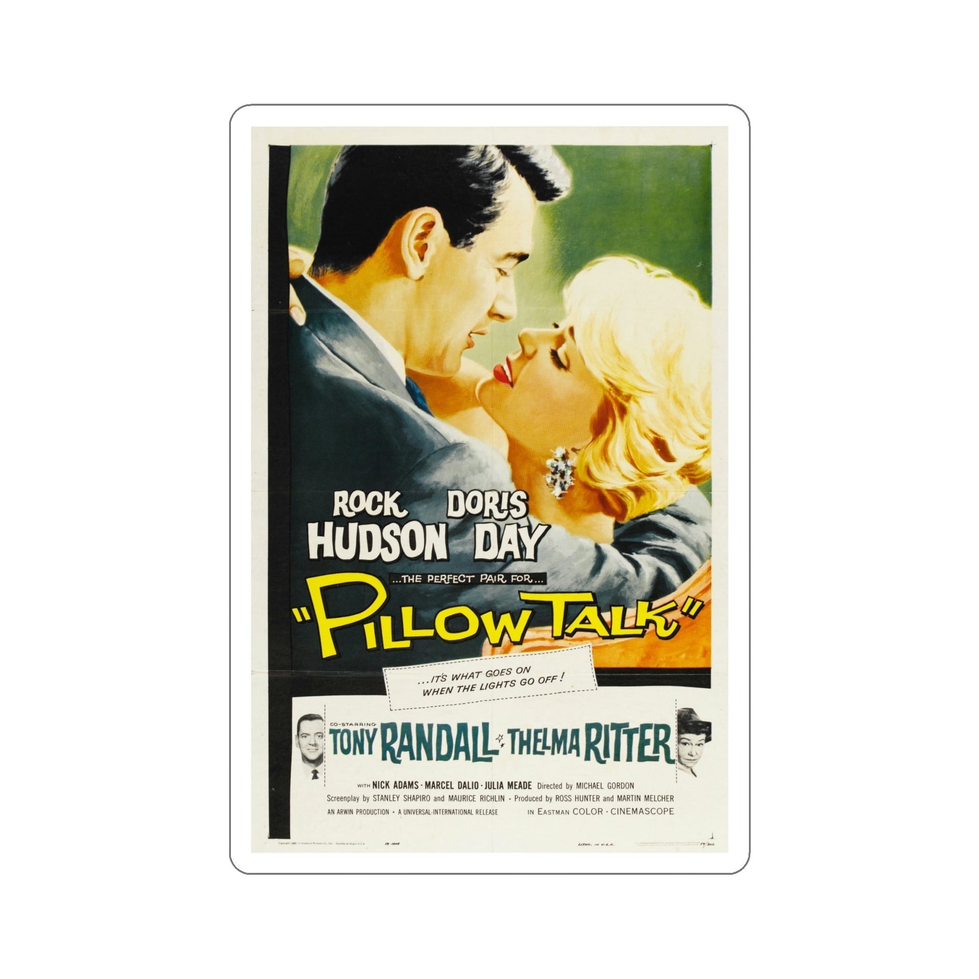 Pillow Talk 1959 Movie Poster STICKER Vinyl Die-Cut Decal-6 Inch-The Sticker Space