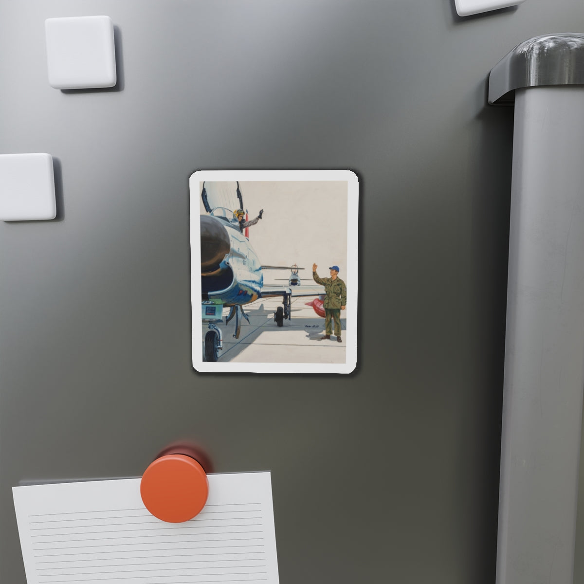 Pilot and Landcrew (Magazine Illustration) Refrigerator Magnet-The Sticker Space